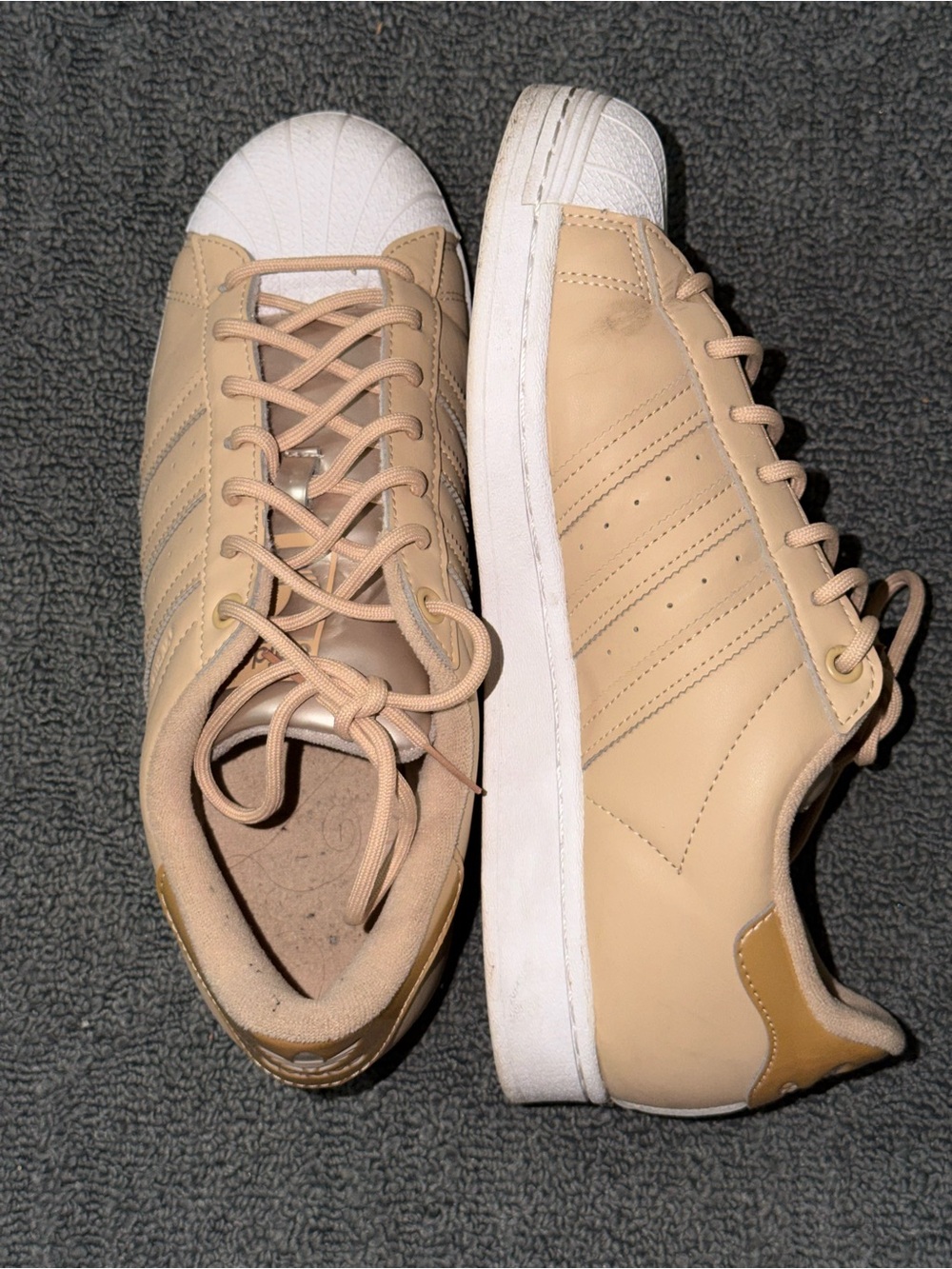adidas Womens Beige Cream Shell Toe Sneakers